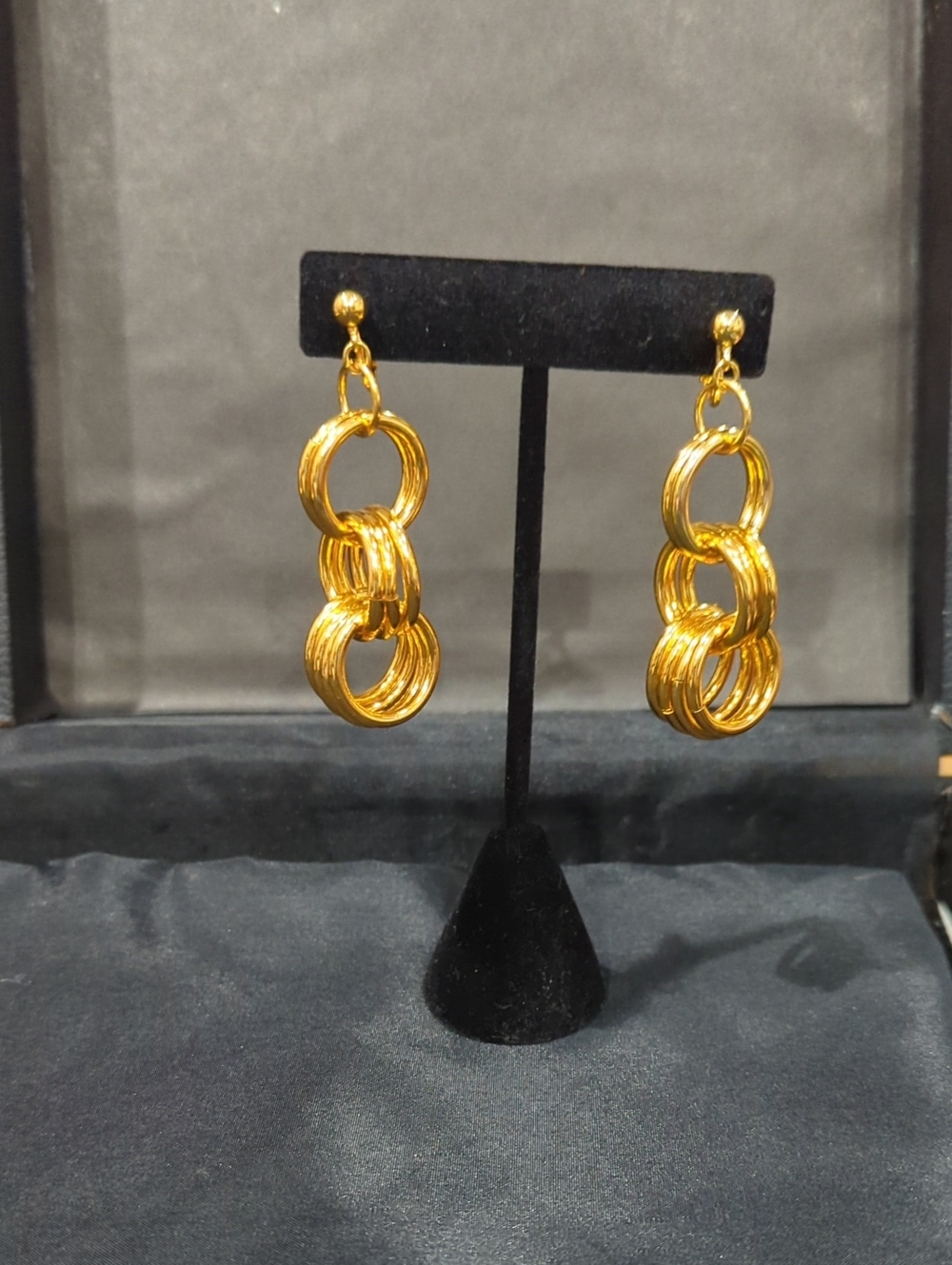 Interlinked Clip On Hoop Drop Earrings
